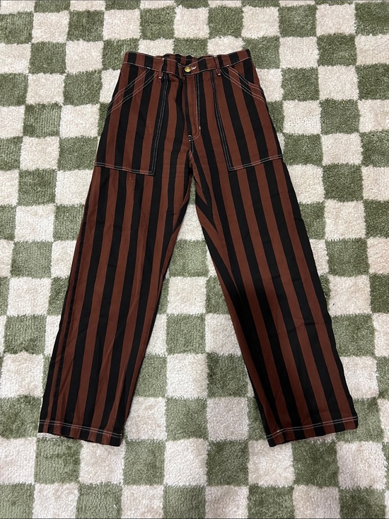 Big Bud Press Pants - Big Bud Press Brown and Black Vertical Stripe Pants